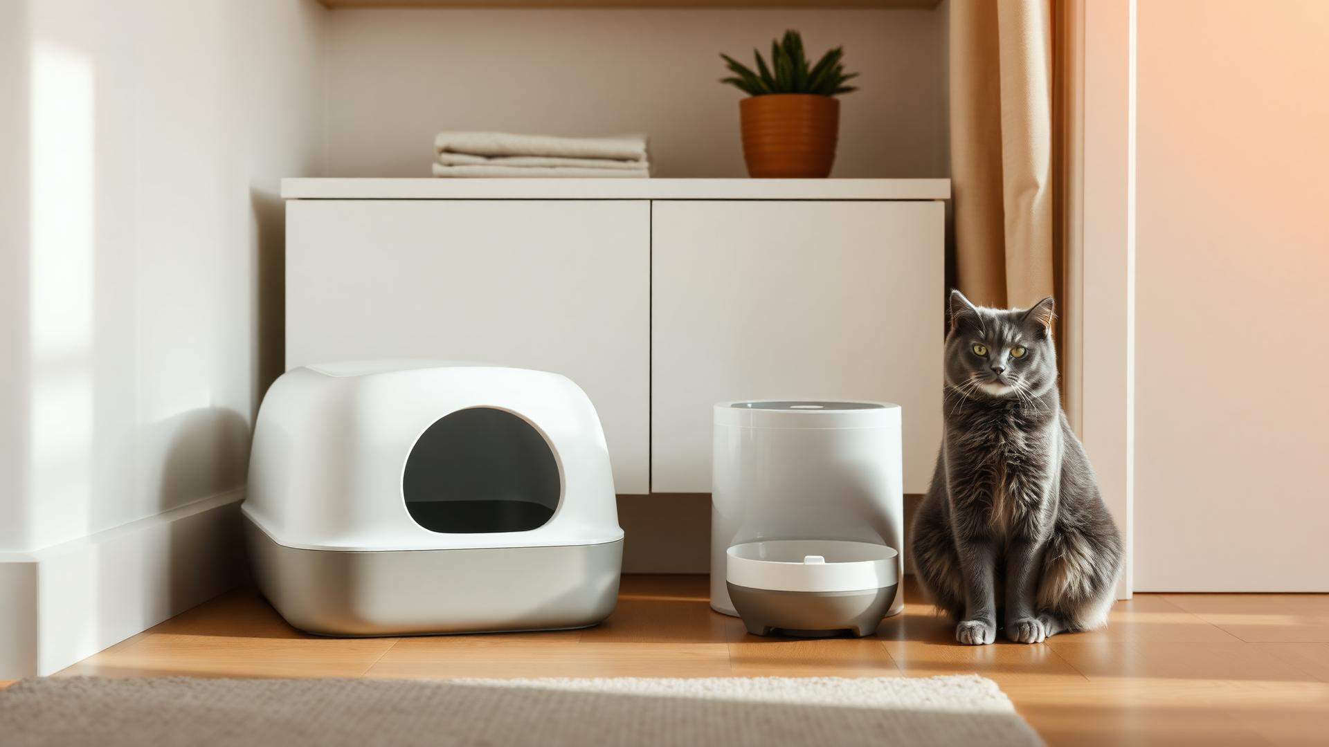 Smart cat equipment in a modern living room